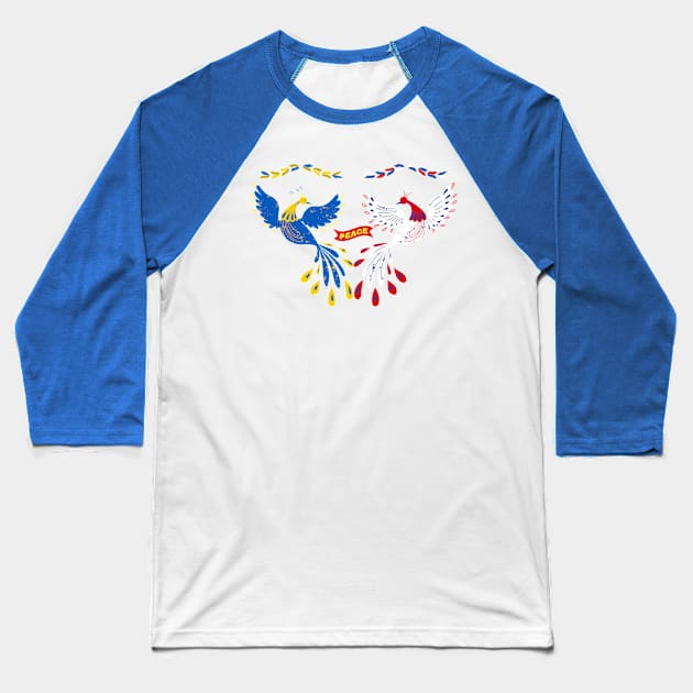 Ukrainian Russian Peace Bird Baseball T-Shirt by Art_One